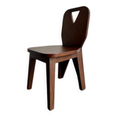 Chaise brutaliste rétro en teck massif foncé (plusieurs en stock !)