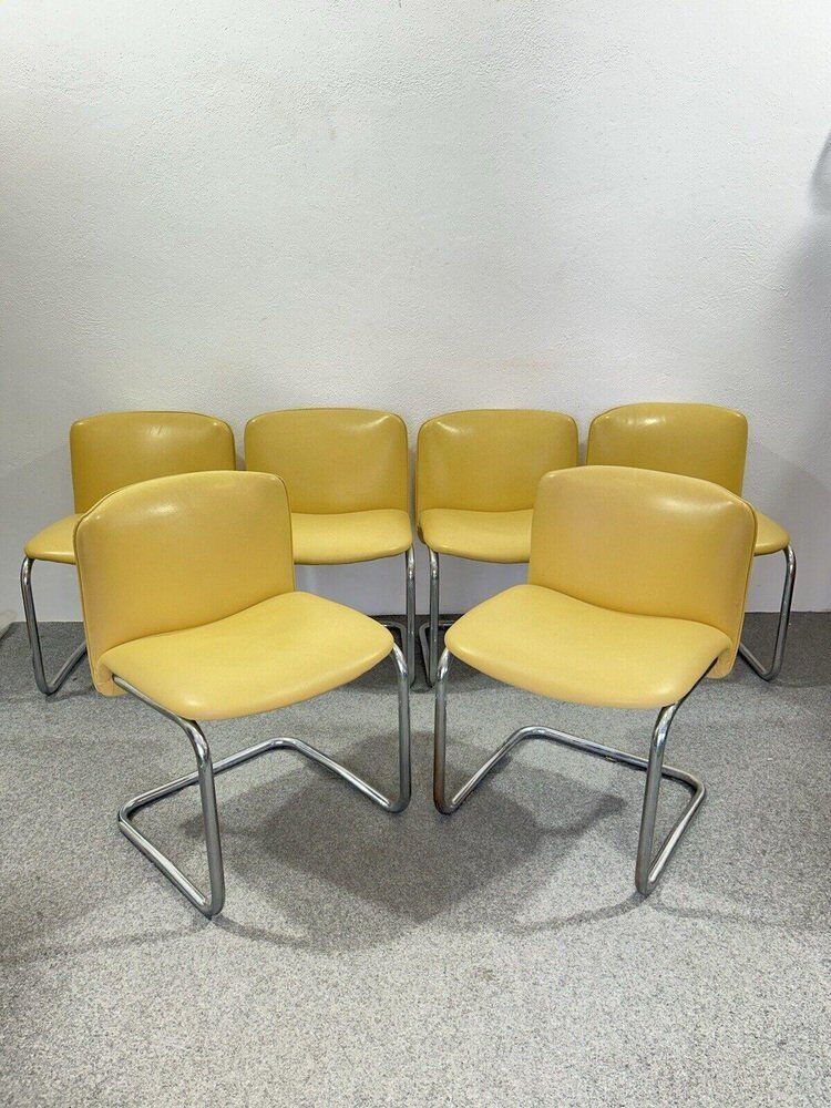 Vintage Chairs in Chrome Plated Steel, 1970s, Set of 6