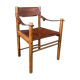 "Ibisco" armchair, wooden and leather Italy 1960