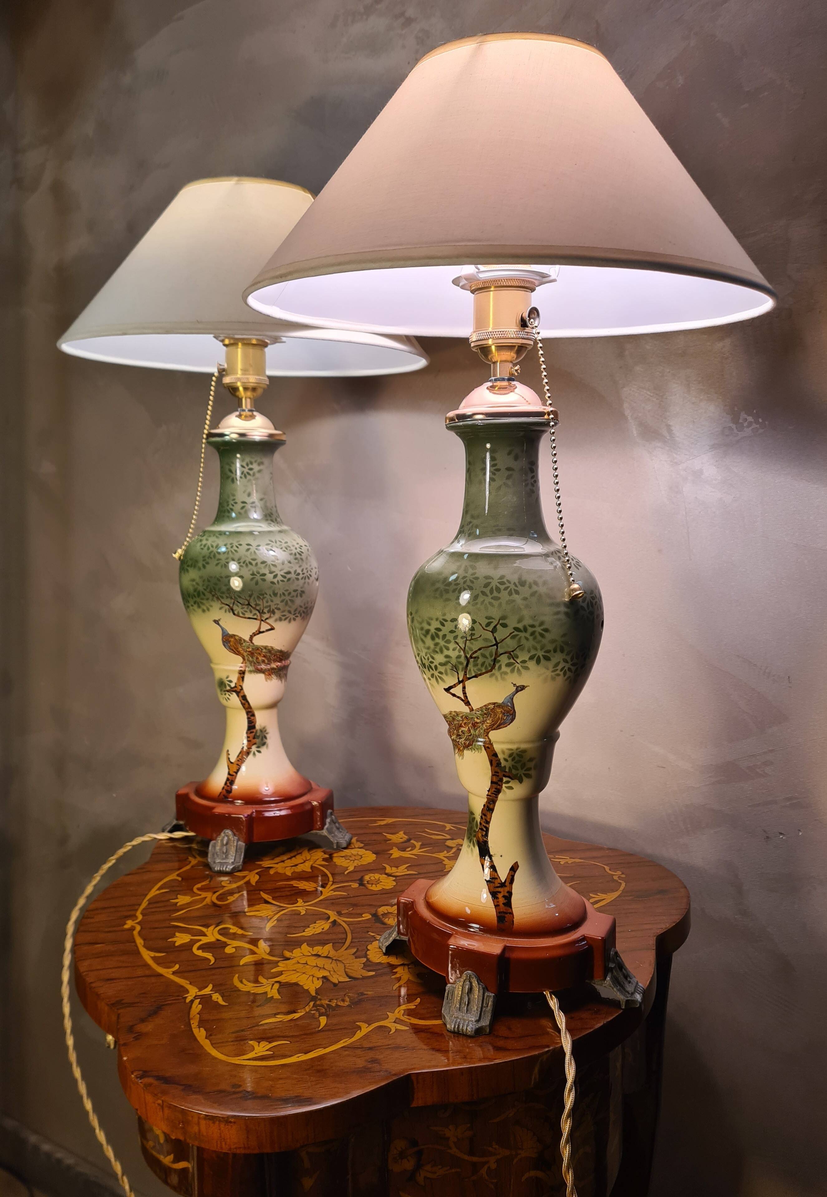 pair of ceramic lamps, Art Nouveau 1900 with 30 slight signs of wear visible