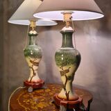 pair of ceramic lamps, Art Nouveau 1900 with 30 slight signs of wear visible