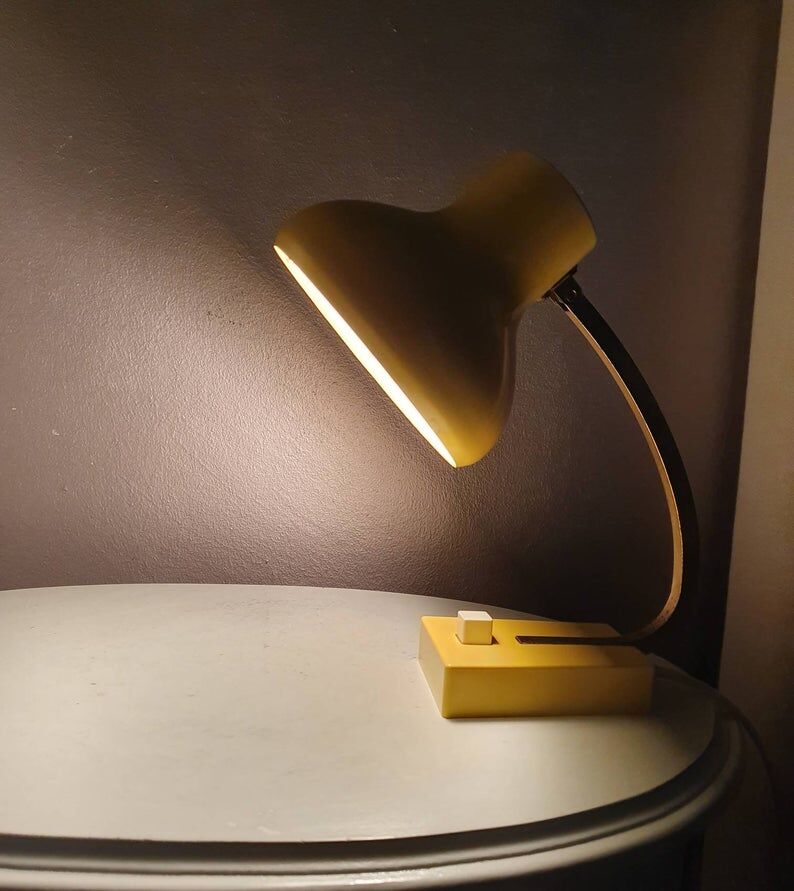 Yellow metal desk lamp 1970