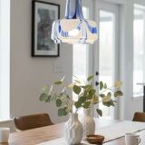 Vintage 1970s Italian Murano suspension light in ribbed glass.