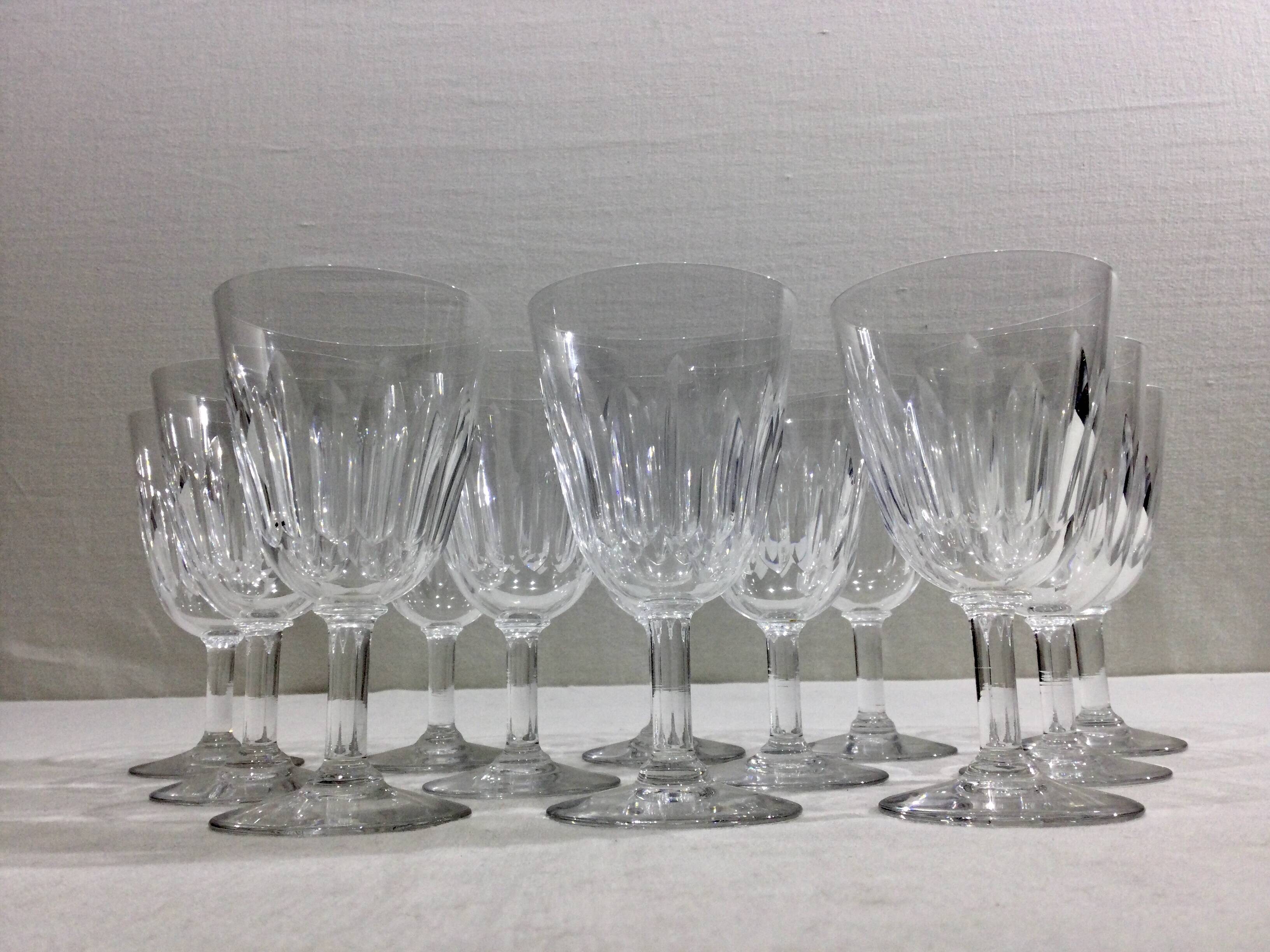 Baccarat – 12 Baccarat Crystal Water Glasses, Casino Pattern