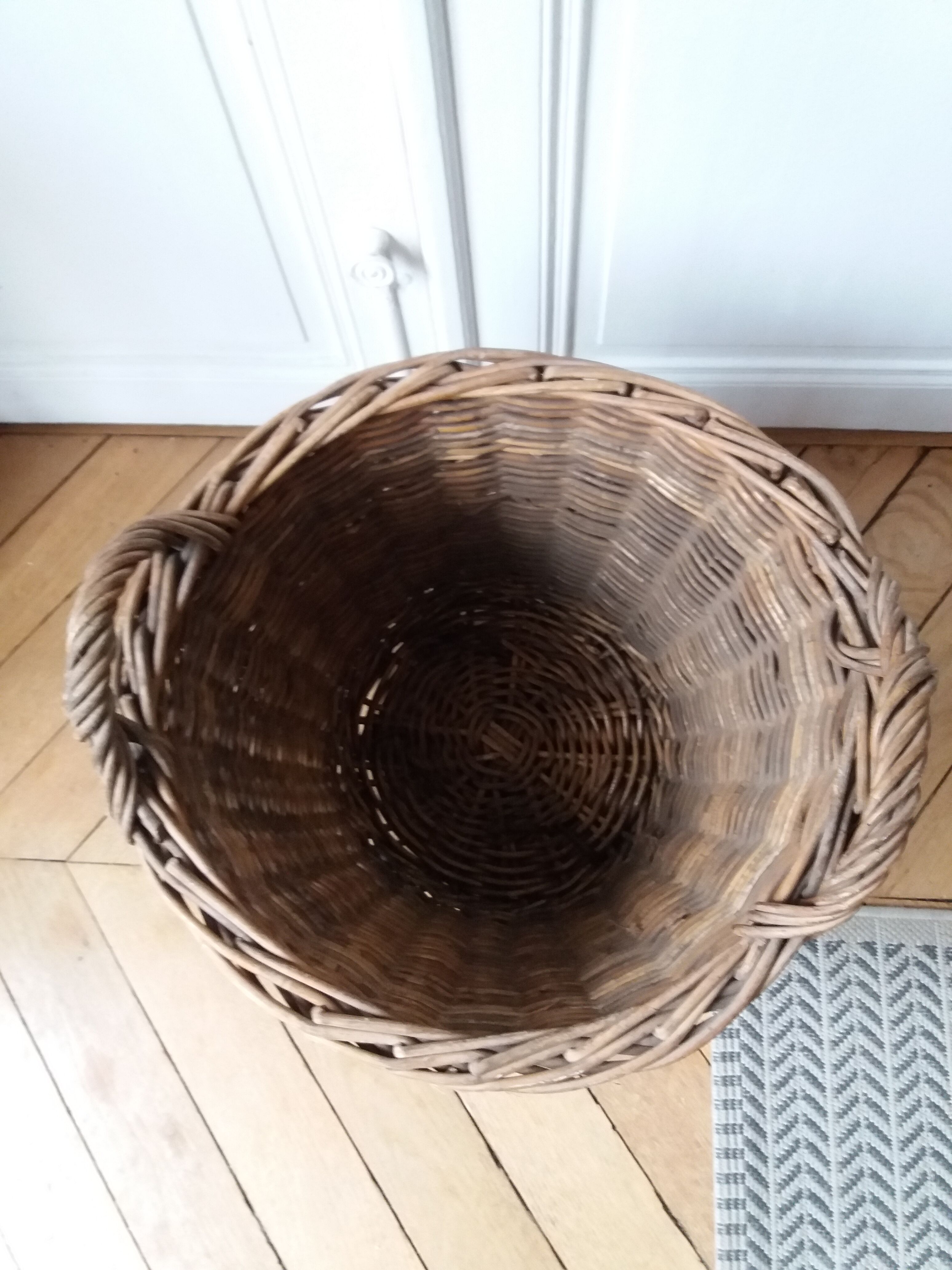 Antique wicker laundry basket
