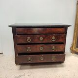 Chest of drawers in wood and gray marble with 4 drawers nineteenth century