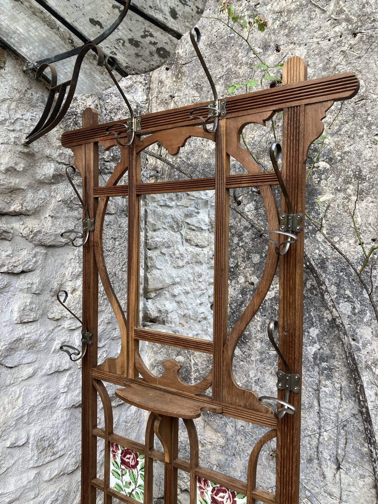 Old wooden entrance coat rack
