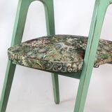 Lot de 2 tabourets verts à fleurs vintage