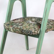 Lot de 2 tabourets verts à fleurs vintage