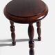 French Turned Chestnut Wood Stool or Side Table, Mid-20th Century