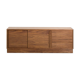 Oiled walnut TV stand equipped with 2 sliding doors and 3 drawers