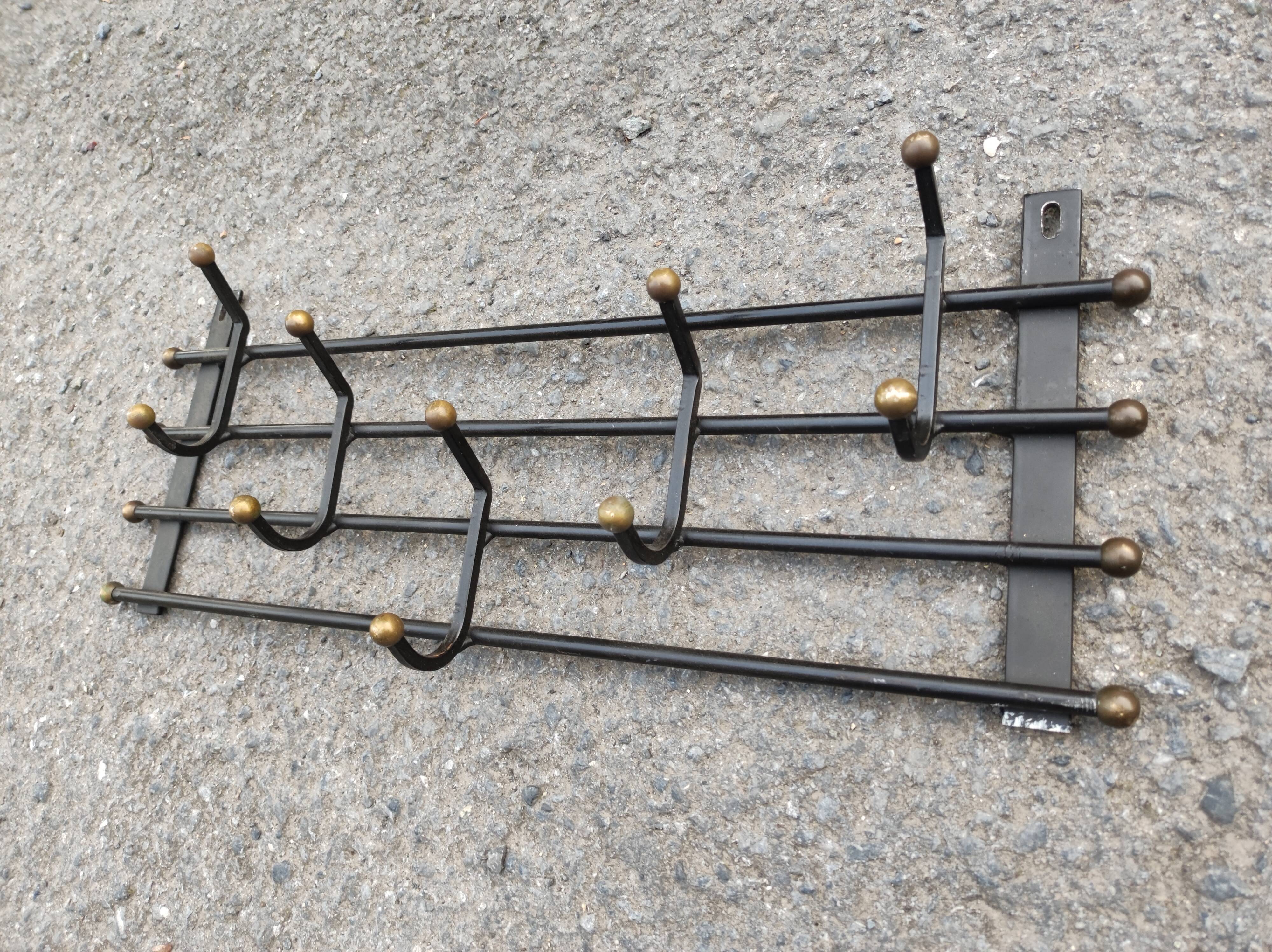 Coat rack steel hooks brass brass vintage