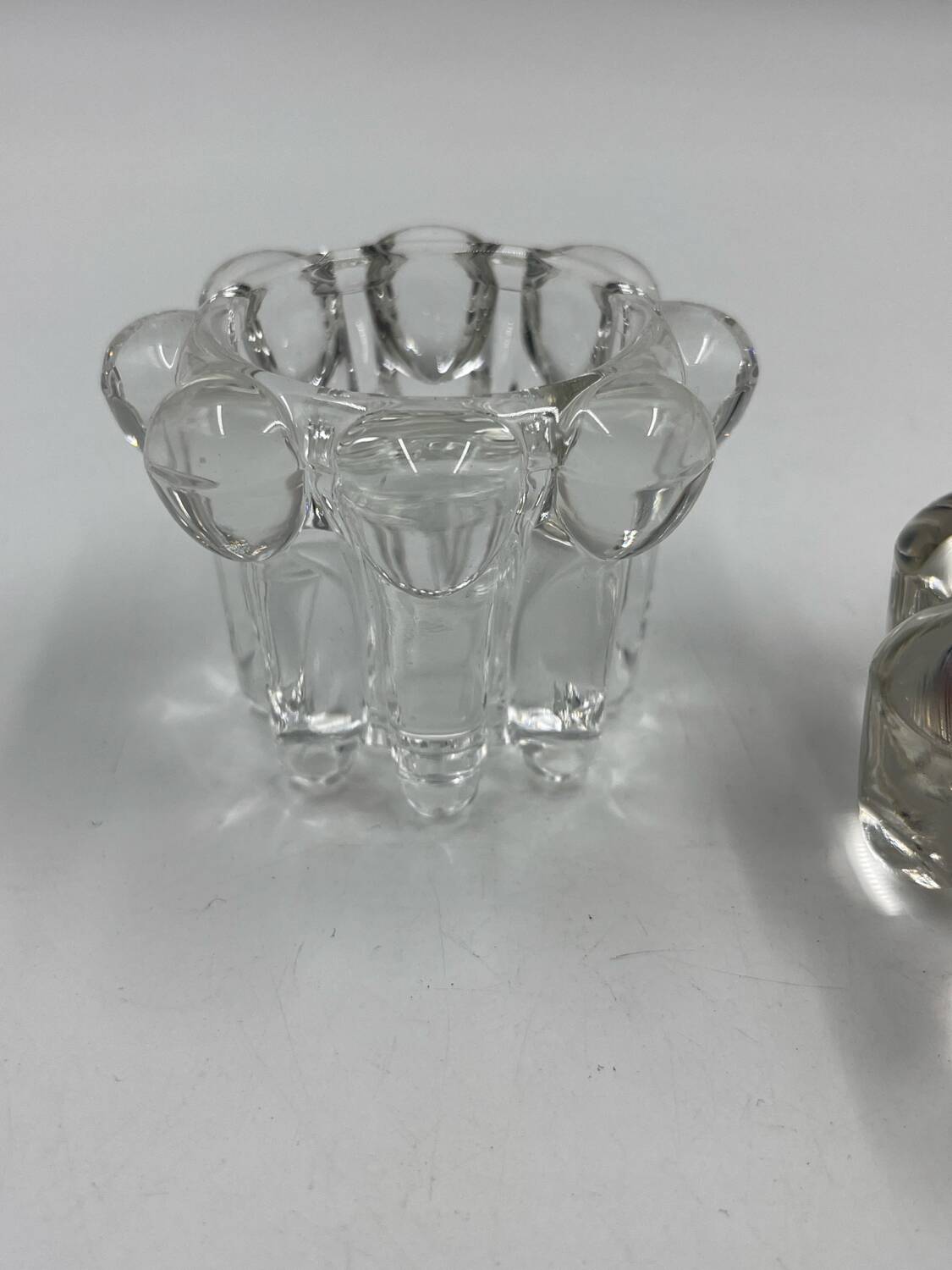 Glass candle holder duo