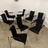 Lot de 8 chaises tubulaires, design d'Axel Bruchhäuser Tecta modèle D20 vintage