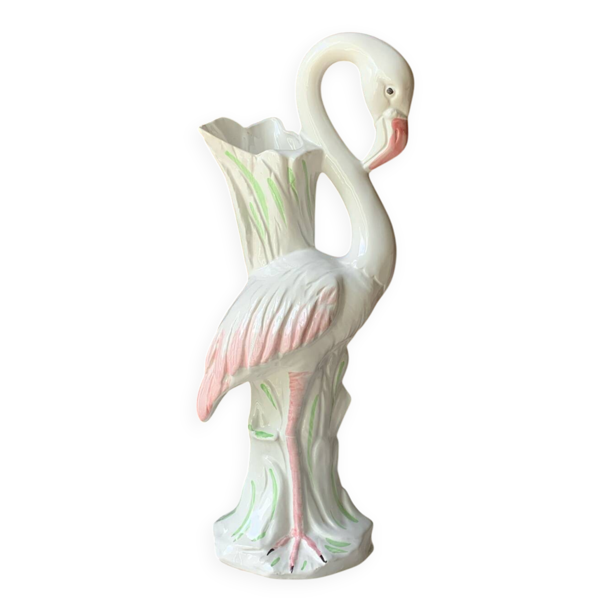 Ceramic flamingo vase Italy 1980