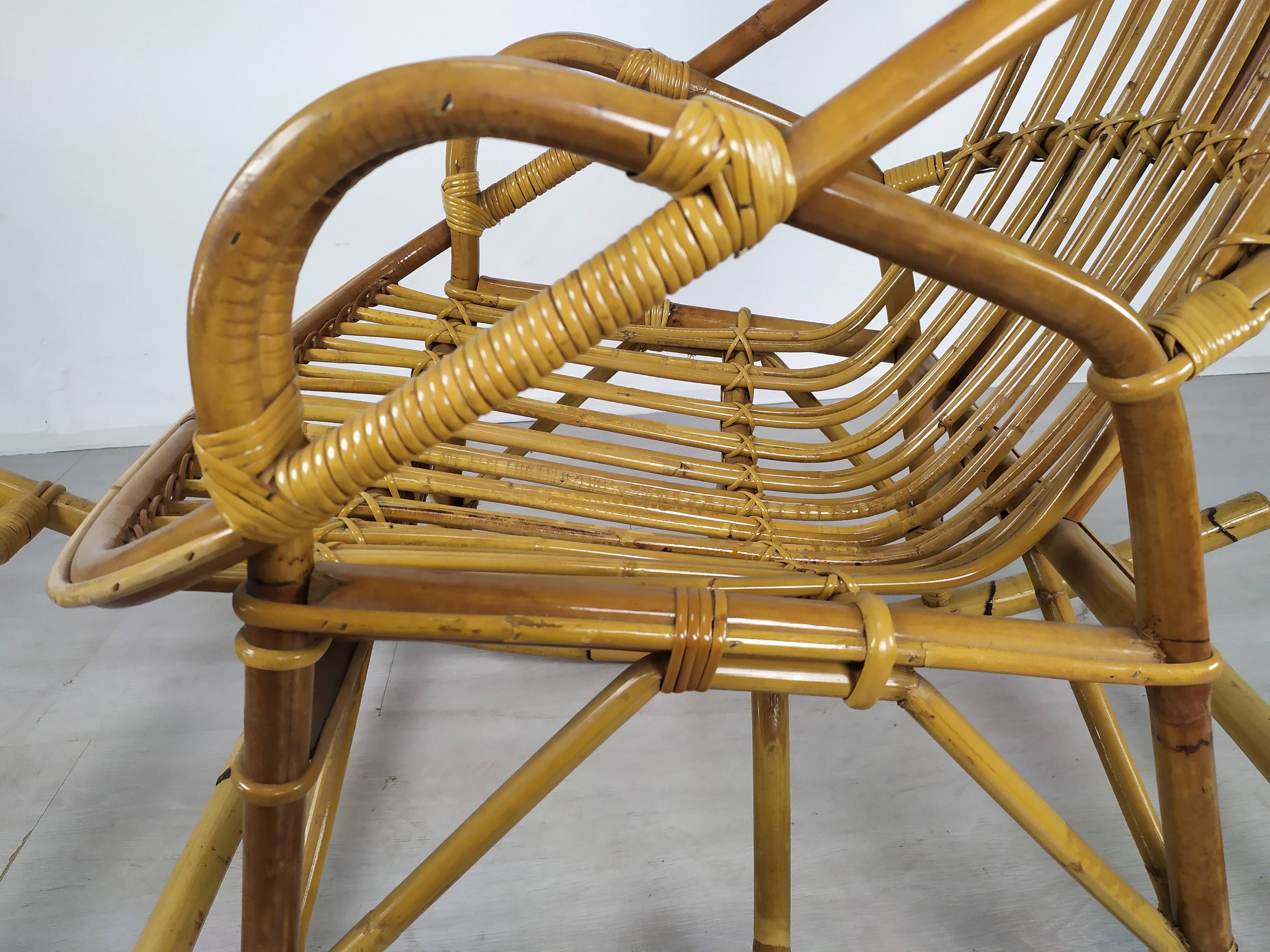 Rocking-flesh rattan vintage