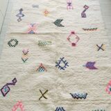Berber carpet Azilal off-white with multicolored patterns in pure wool