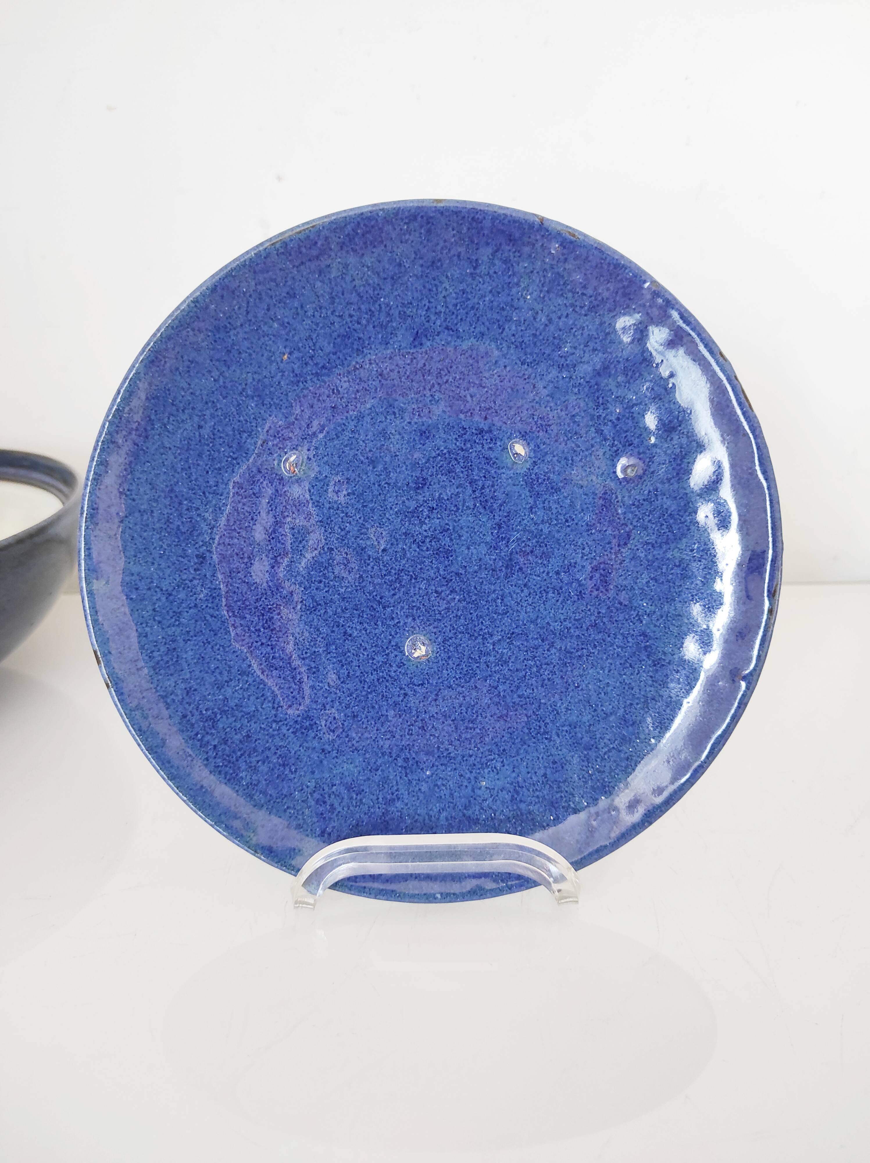 Dark blue ceramic candy box