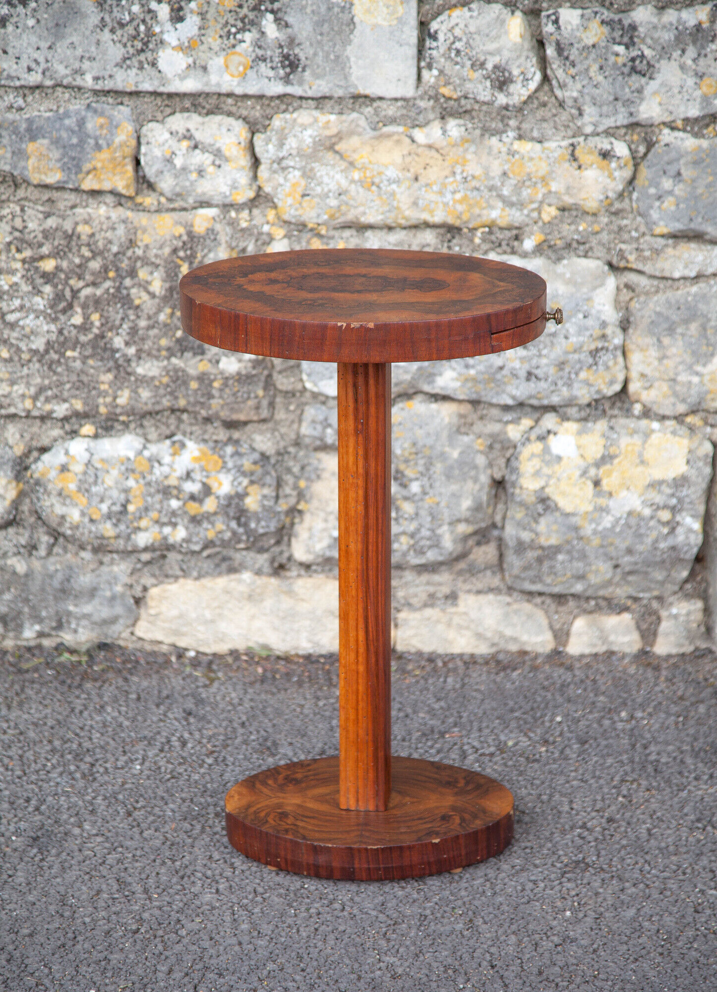 Art Deco wood pedestal table, art deco smoking table, end of sofa, art deco, 30's