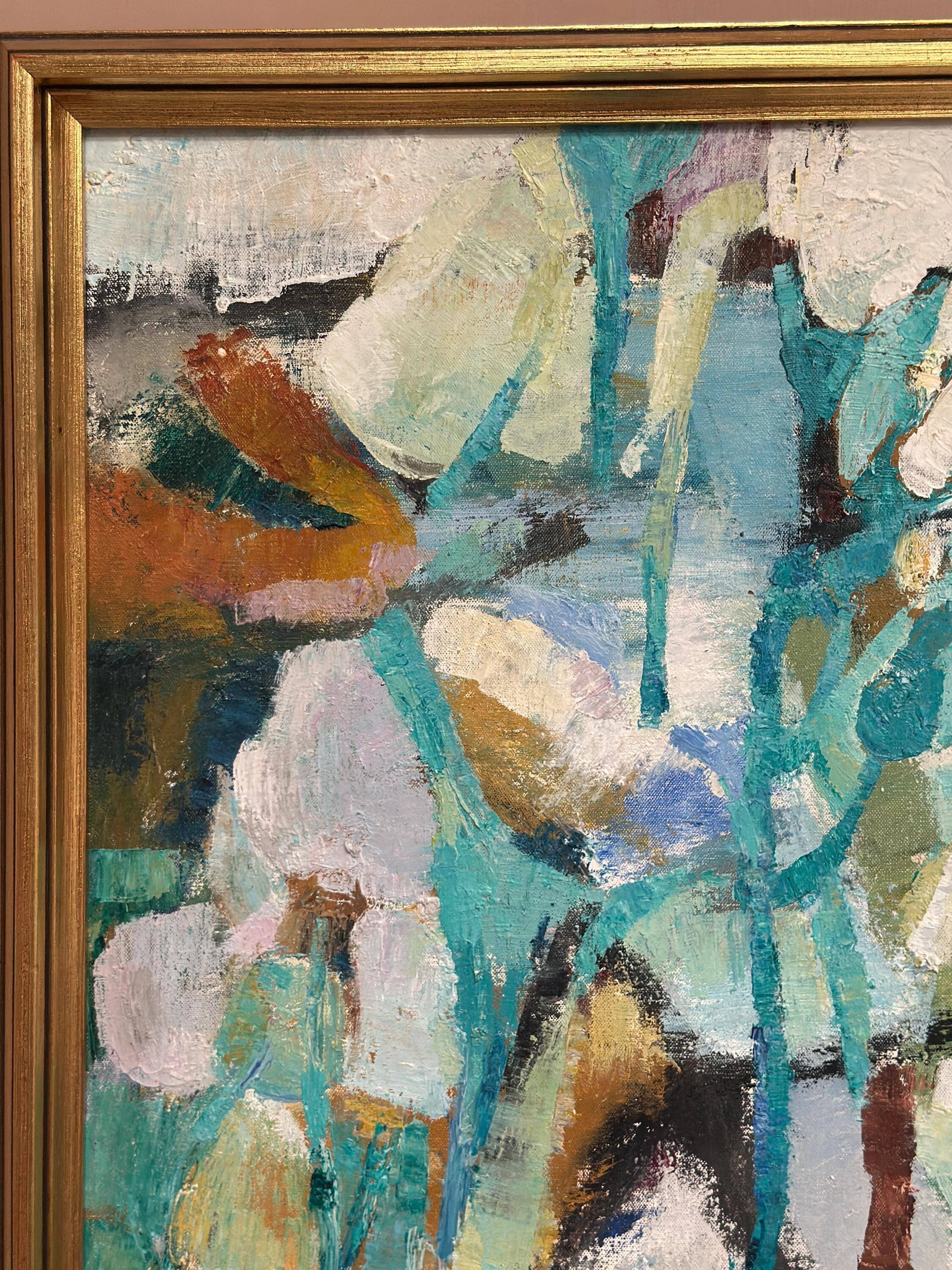 Huile sur toile suédoise – “composition” attribuée à gunnar alvarna