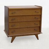 Vintage chest of drawers wood compass feet 1950s