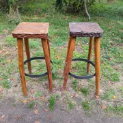 Brutalist bar stools x2