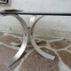 Table basse verre fumé pied aluminium brossé