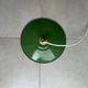 Vintage lampshade in green and white enamelled sheet metal with LED electricity