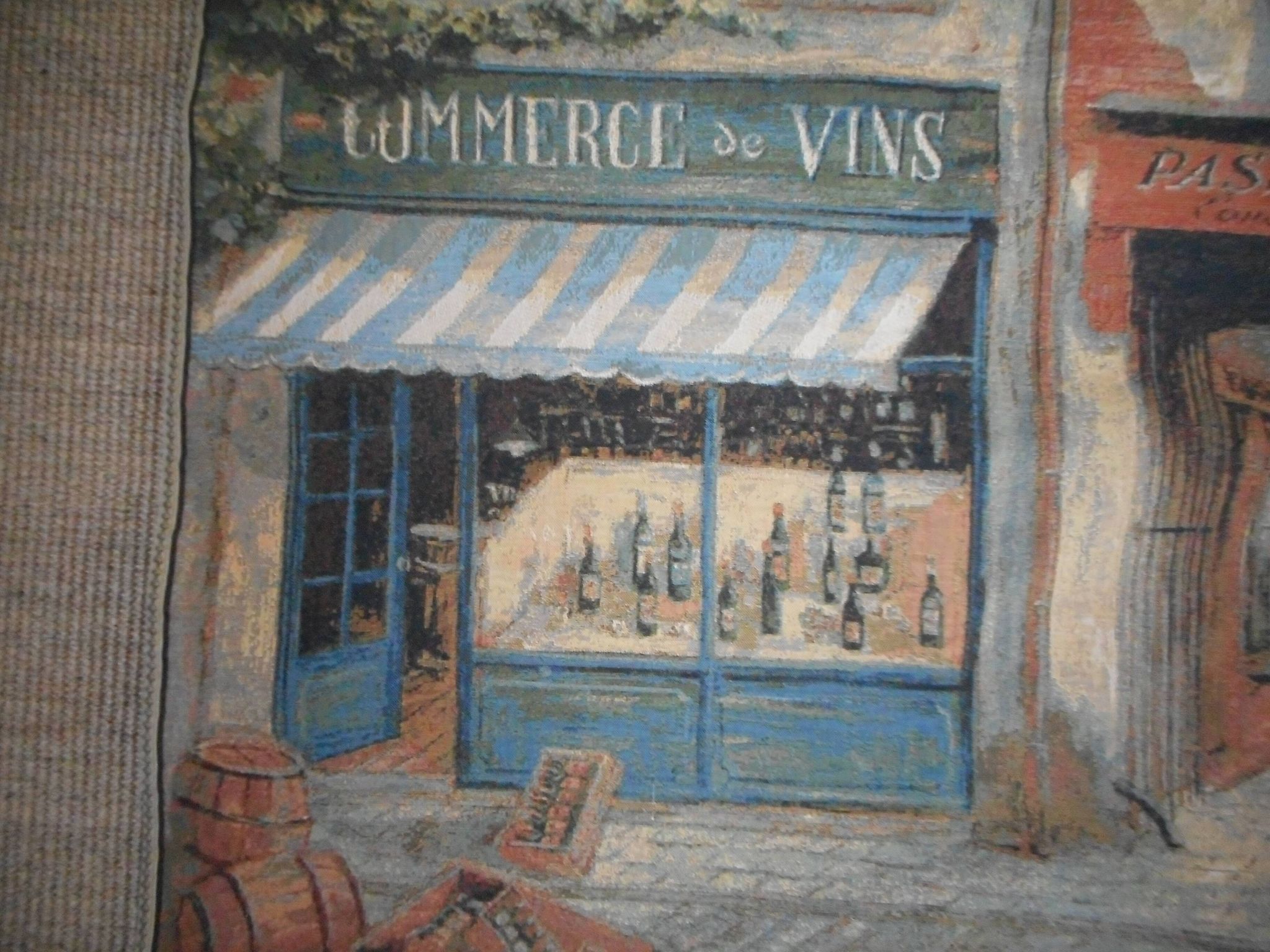 Village wall tapestry in trompe l'oeil after F de Villeneuve