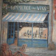 Village wall tapestry in trompe l'oeil after F de Villeneuve