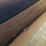 Vintage 3-seater canapé in brushed steel and brown velvet.