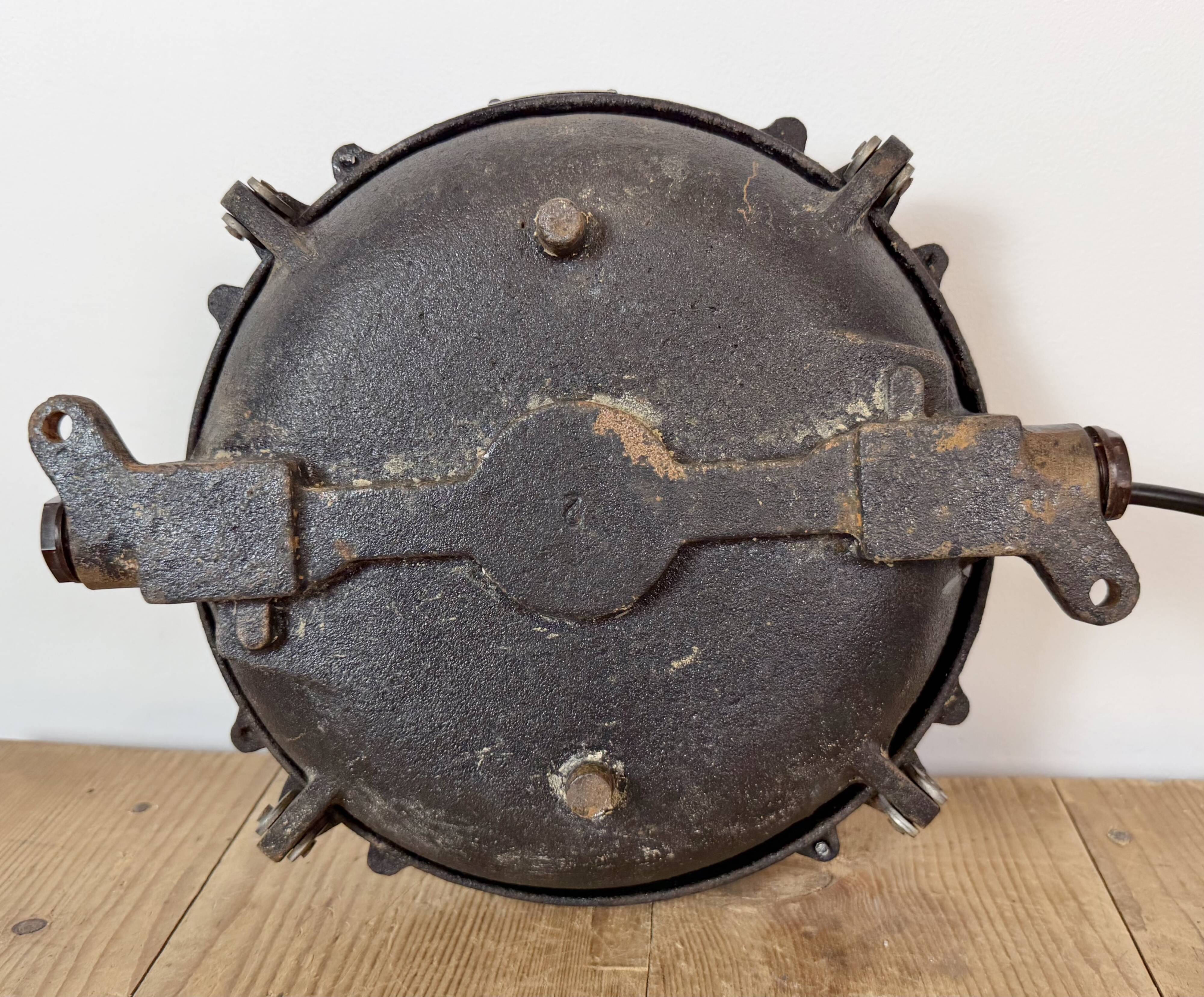 Black Industrial Cast Iron Wall or Ceiling Light from Elektrosvit, 1960s