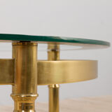 Laiton et verre français table basse ronde