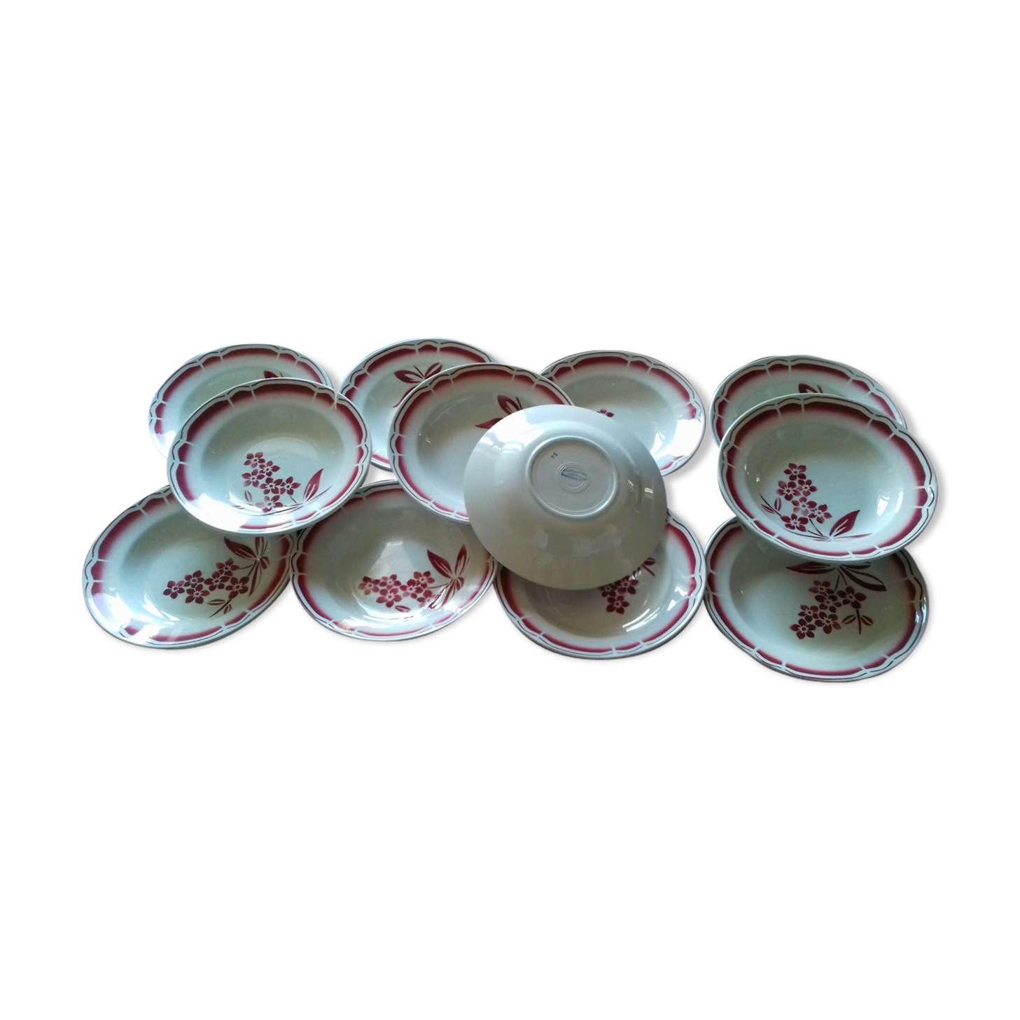 Lot 12 hollow plates Badonviller porcelain