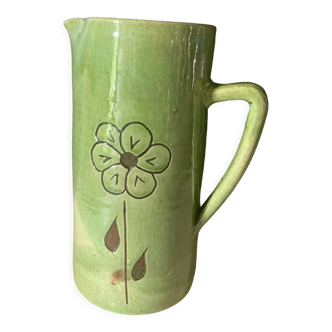 Green ceramic pitcher