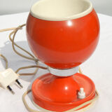Lampe orange métal à poser space age des années 60/70