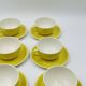 Set of 8 Vintage Boch Frères Yellow Cups and Saucers