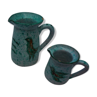 Pair of pitchers in Vallauris earthenware, vintage 60s