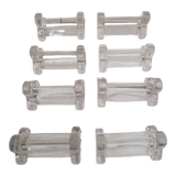 Set of 8 knife holders in sleek old glass