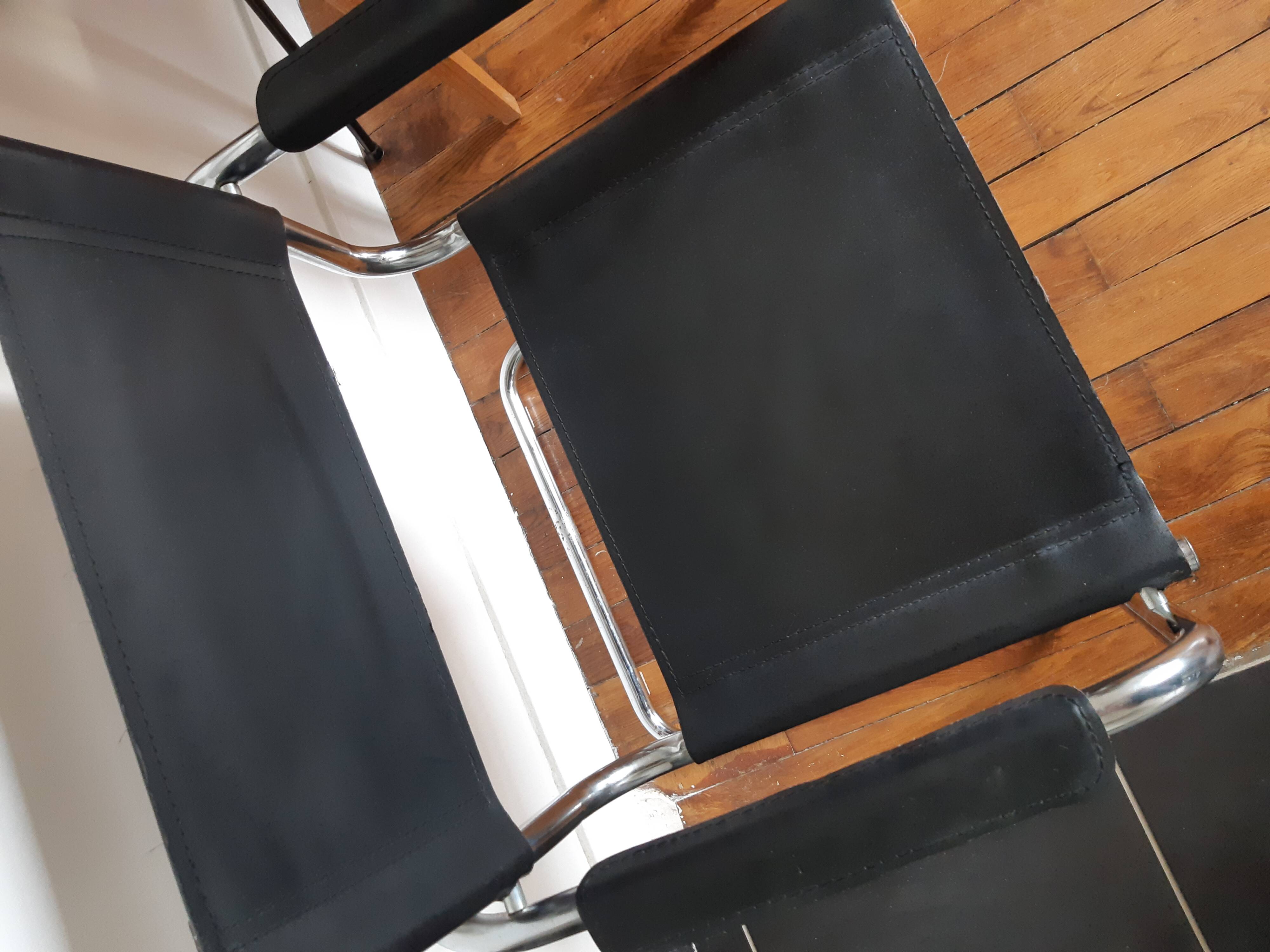 Lot of 3 vintage metal and skai armchairs