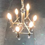 Italian chrome and acrylic chandelier from the space age mid-century by Gaetano Sciolari, 1960s.