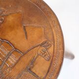 Antique Stool With Carvings Of A Farmer With A Alpaca From 1940s