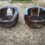 Pair of Moon armchairs in fibreglass