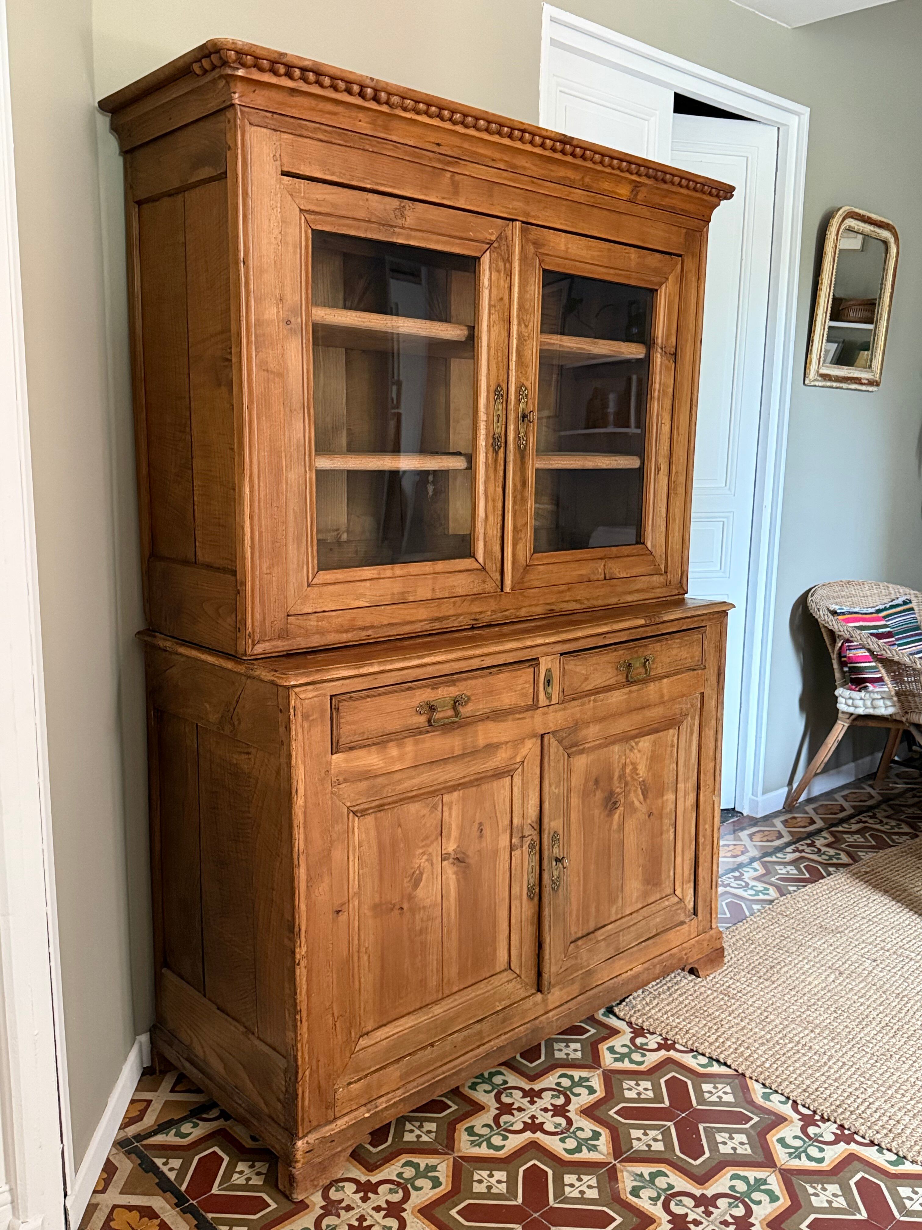Antique two-body buffet in solid wood