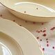 Lot de 3 plats de service Digoin Sarreguemines faïence ancienne couleur beige et dorure ACC-7259