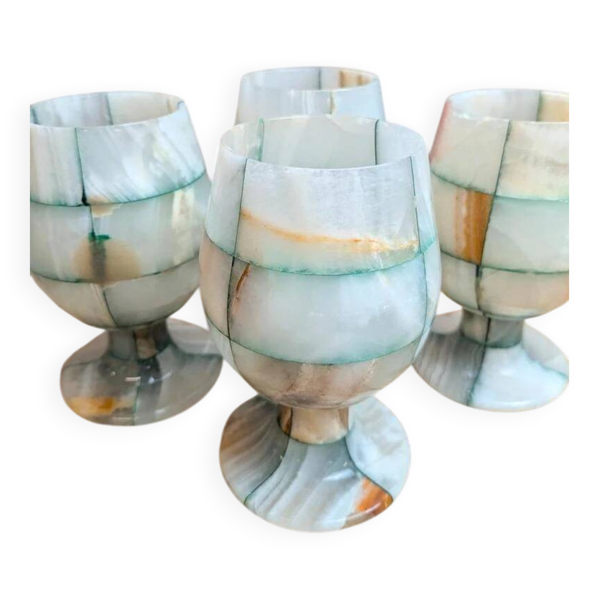 Set of 4 vintage onyx stemmed glasses