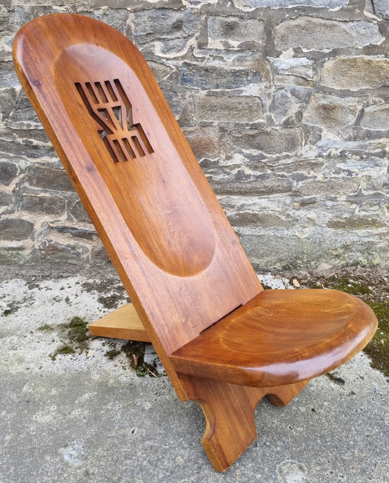 Folding African palaver chair, solid wood