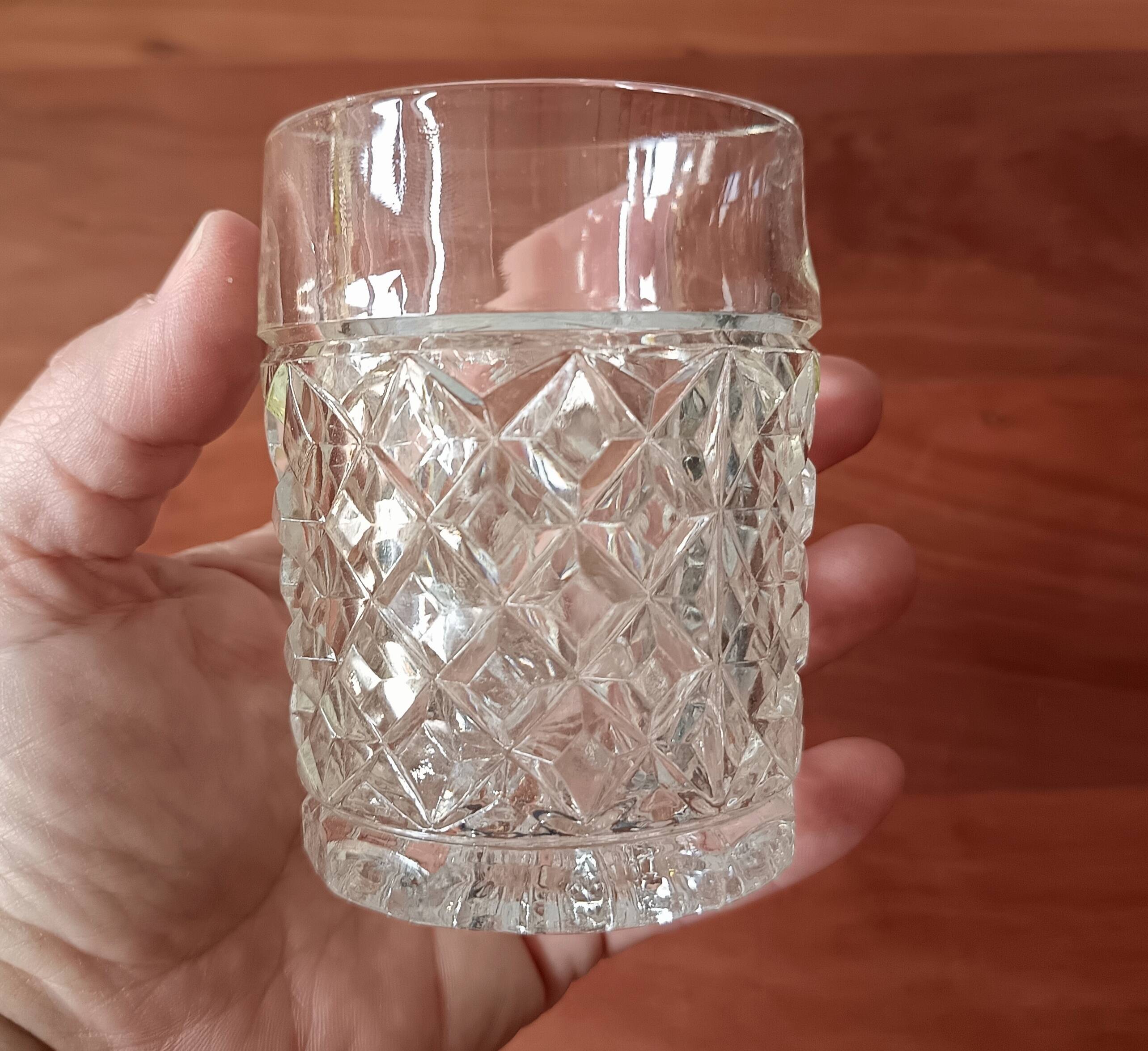 6 vintage italian clear pressed glass whiskey glasses