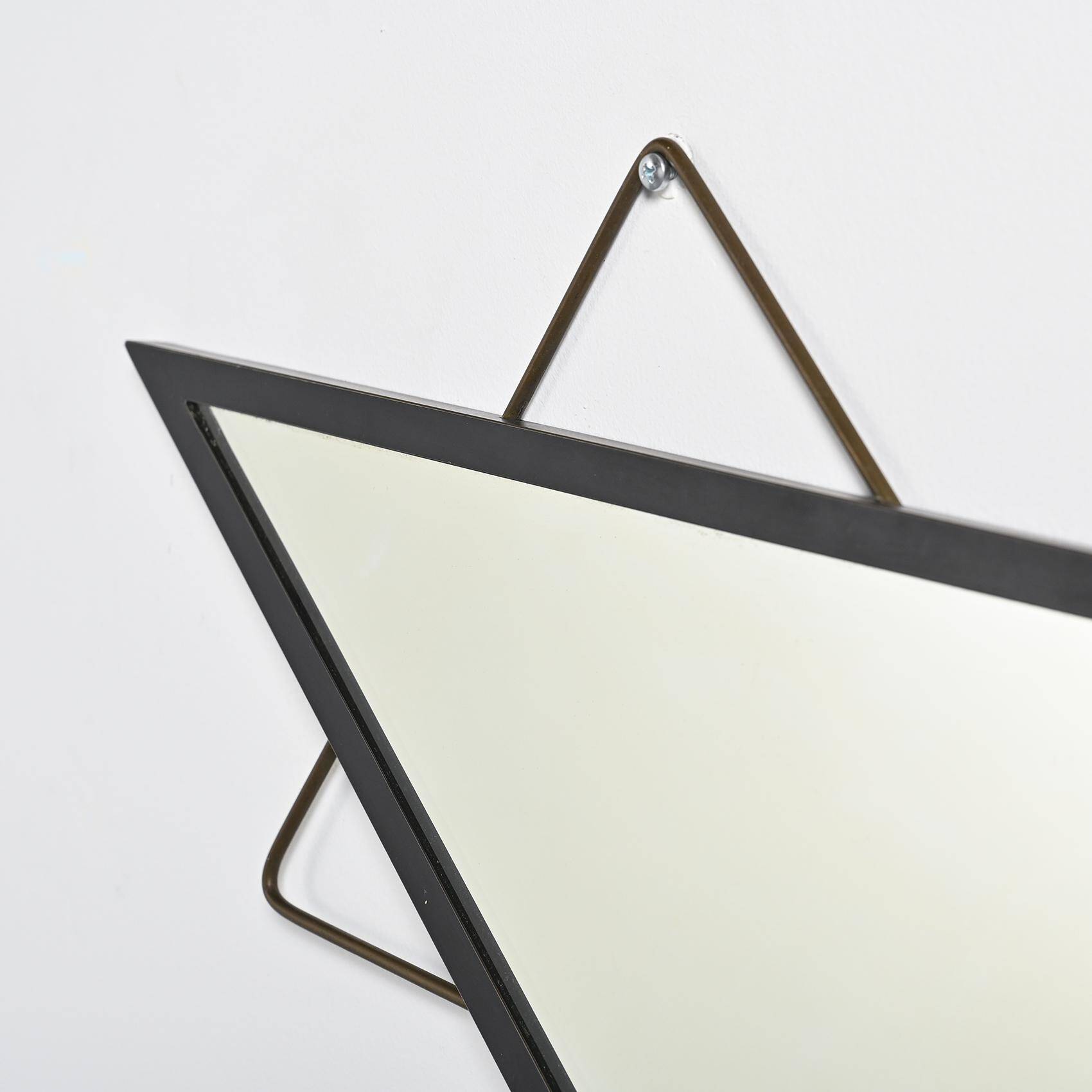 Miroir français en métal et laiton, années 1950