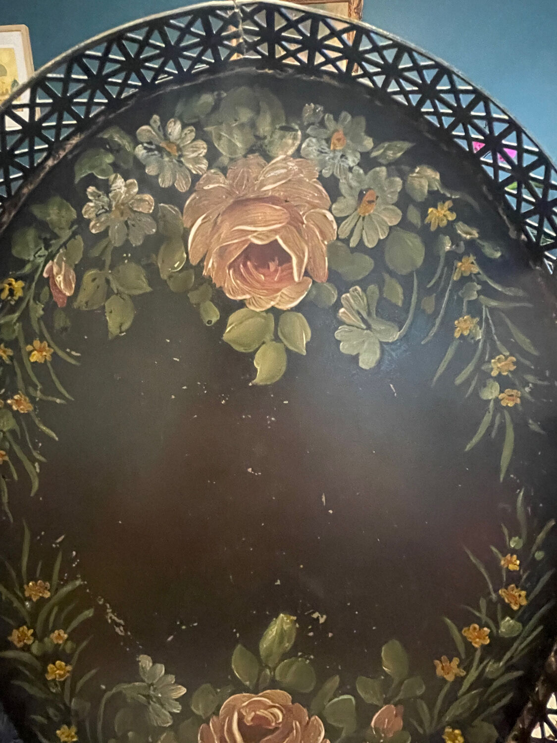 Oval painted tin tray Napoleon III